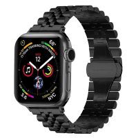 Ремешок для Apple Watch SE (44 mm) металлический блочный на застежке №3 <черный> ― OnlineBazar.su