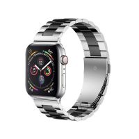 Ремешок для Apple Watch Series 8 (45 mm) металлический блочный на застежке №2 <серебристо-черный> ― OnlineBazar.su