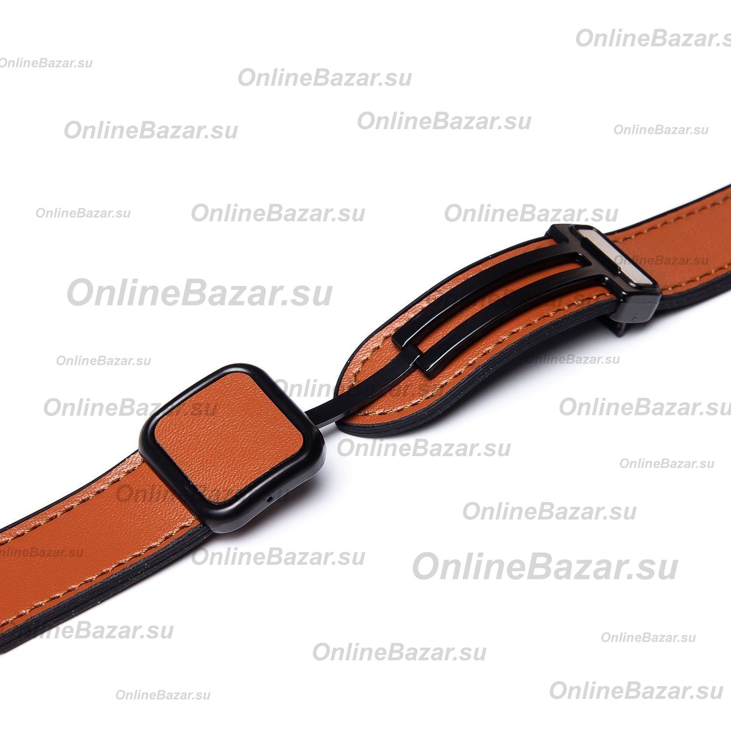 Ремешок для Apple Watch Series 6 (40 mm) Square buckle экокожа <коричневый> ― OnlineBazar.su
