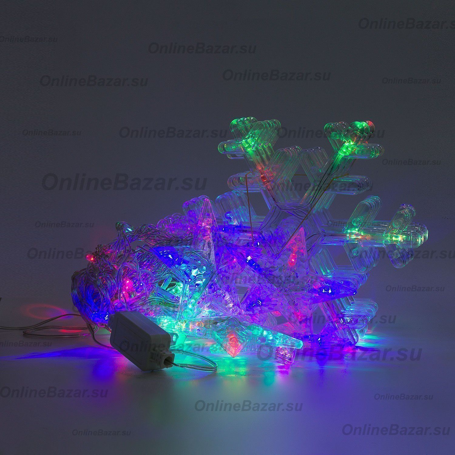 Светодиодная гирлянда ActivLed IDSS-12SnowStar-3m-RGB (Занавес/Снежинка+Звезда/Внутренний) (113910) ― OnlineBazar.su