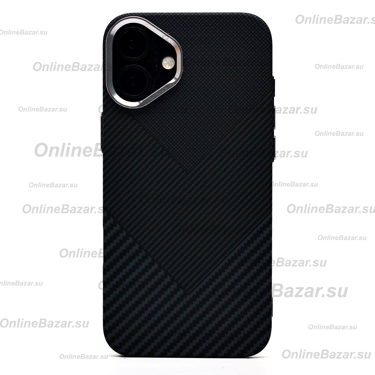Чехол для Apple iPhone 16 Plus пластиковый Luxo Carbon (рис. 124) <черный> ― OnlineBazar.su