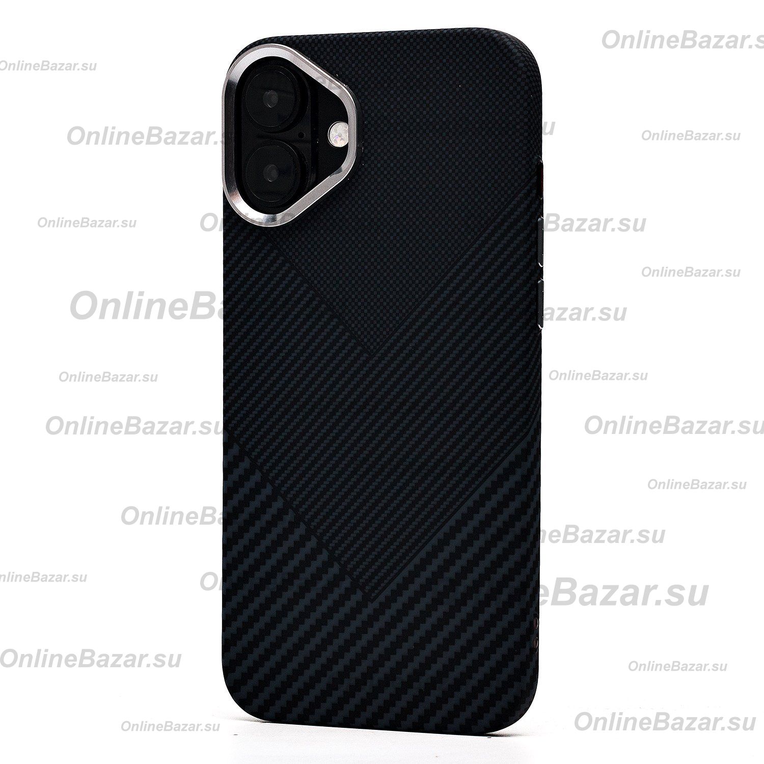 Чехол для Apple iPhone 16 Plus пластиковый Luxo Carbon (рис. 124) <черный> ― OnlineBazar.su