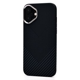 Чехол для Apple iPhone 16 Plus пластиковый Luxo Carbon (рис. 124) <черный>