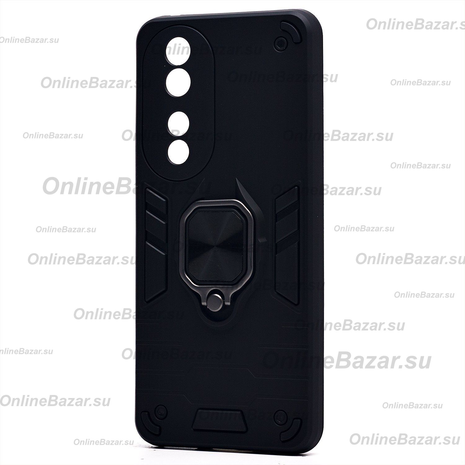Чехол для Honor 90 (REA-NX9) силиконовый противоударный с кольцом <черный> ― OnlineBazar.su