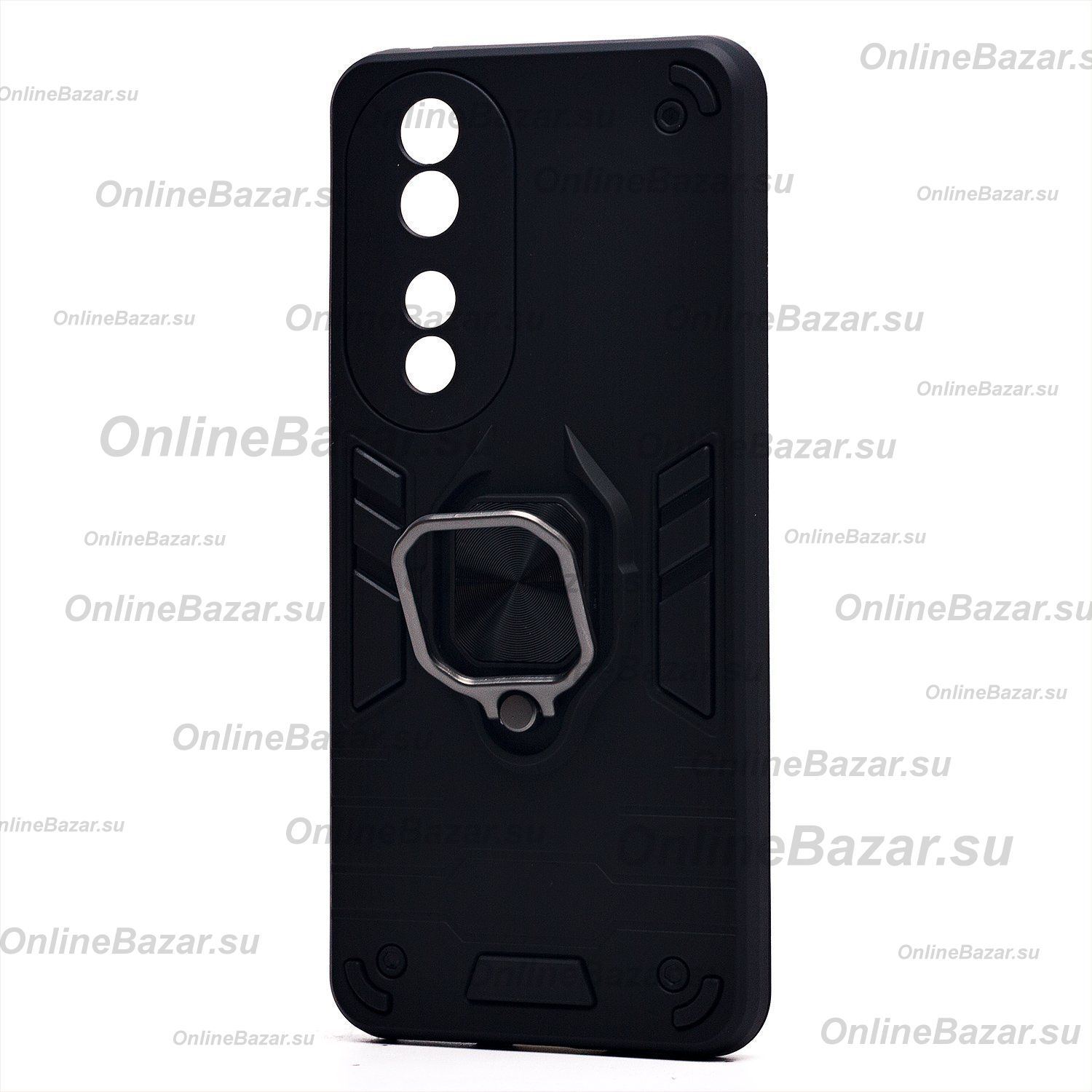 Чехол для Honor 90 (REA-NX9) силиконовый противоударный с кольцом <черный> ― OnlineBazar.su