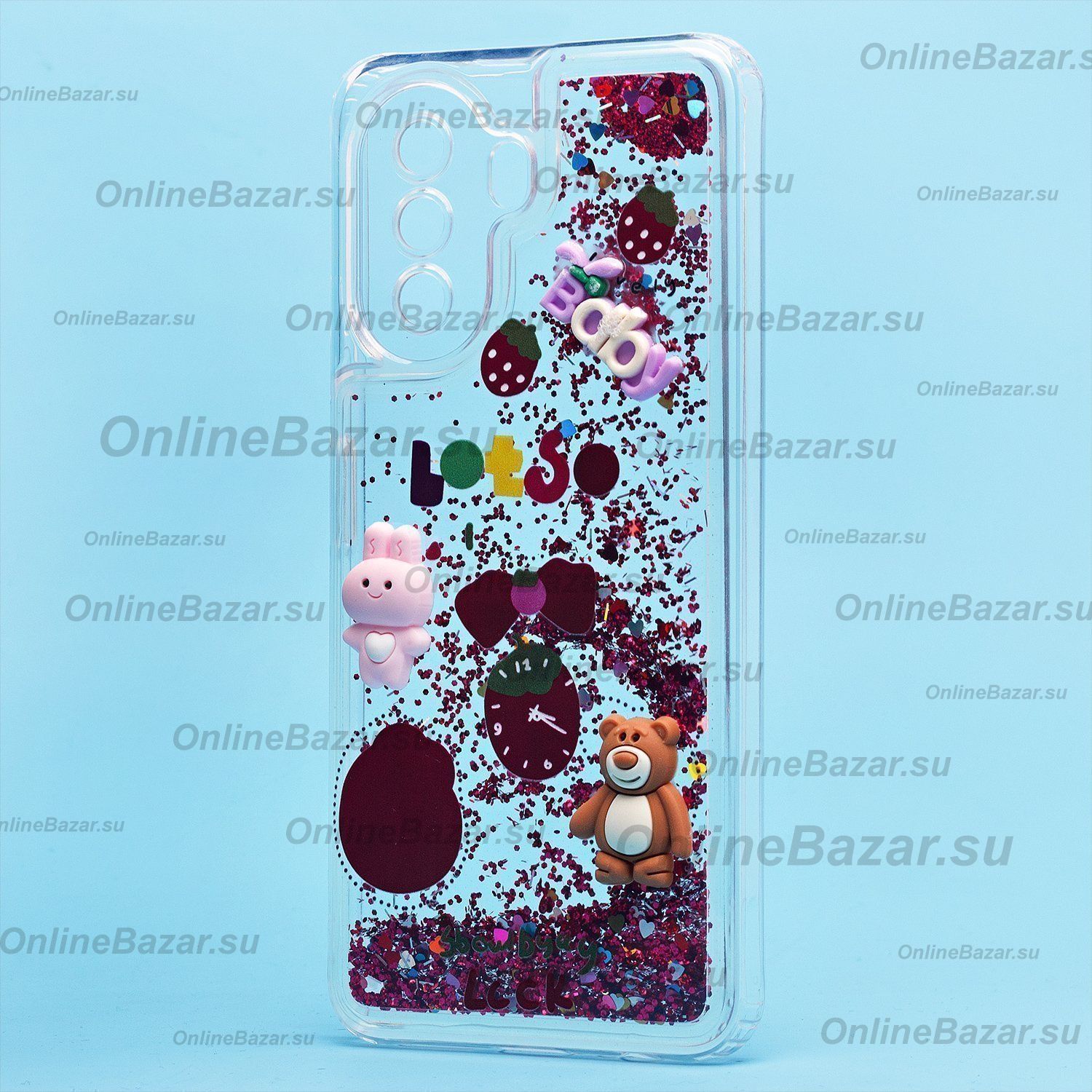 Чехол для Huawei Nova Y70 силиконовый 3D игрушки <бордовый> ― OnlineBazar.su