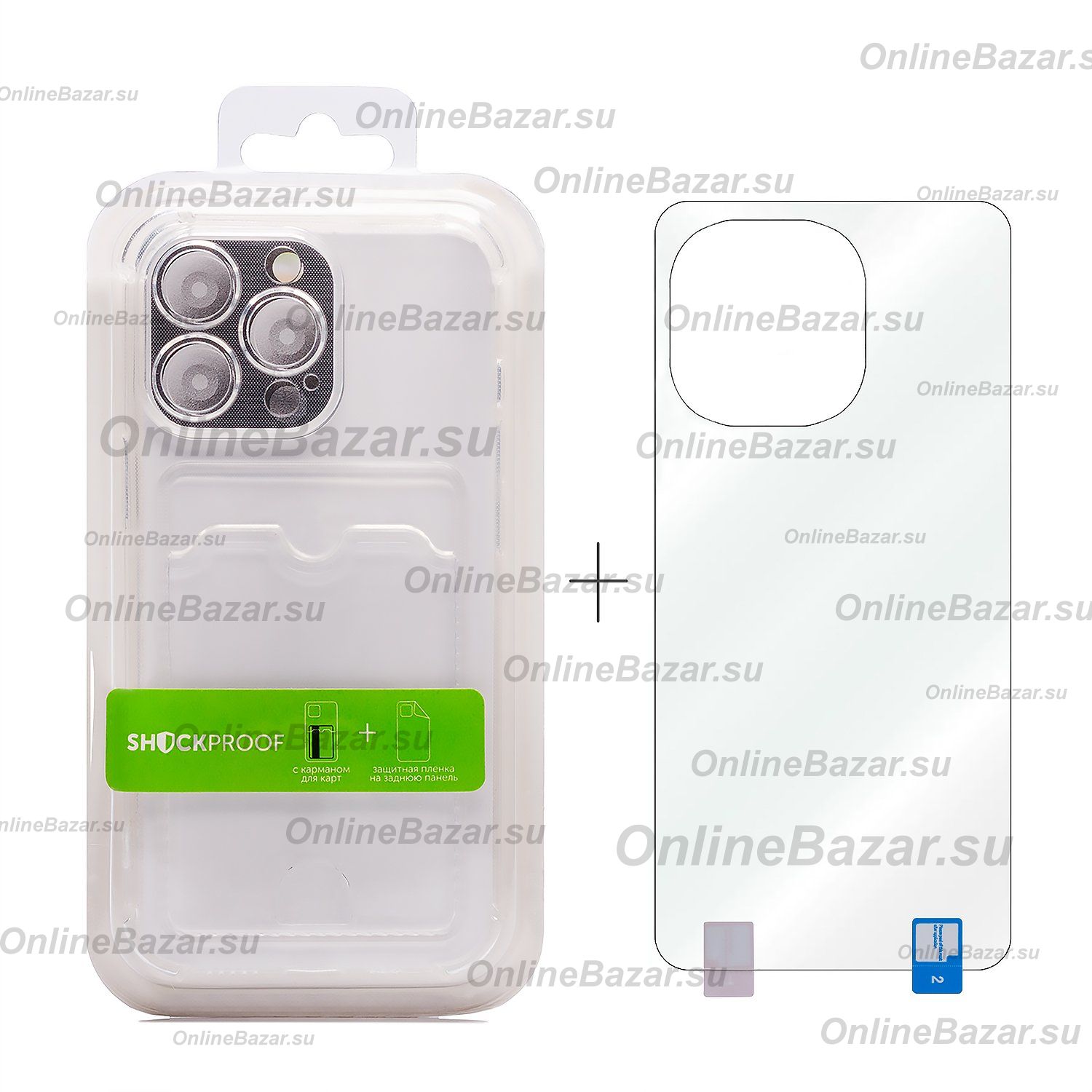 Чехол для Oppo Reno 6 силиконовый с картхолдером Shockproof <прозрачный> ― OnlineBazar.su