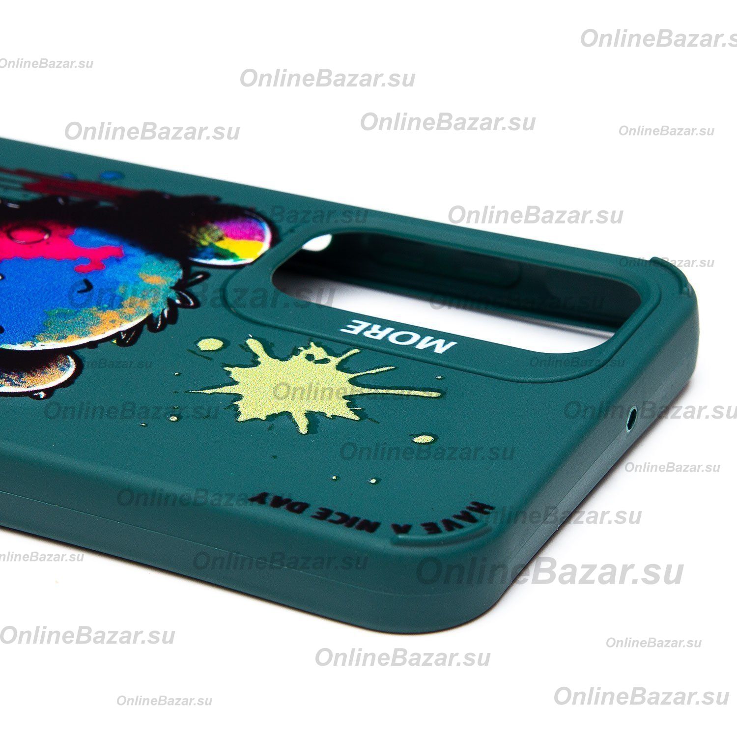 Чехол для Samsung SM-A256E (Galaxy A25 5G) силиконовый (рис. 335/медведь) <темно-зеленый> ― OnlineBazar.su