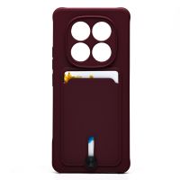 Чехол для Xiaomi Redmi Note 14 Pro 5G силиконовый с картхолдером №4 <бордовый> ― OnlineBazar.su