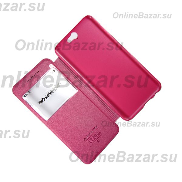 Чехол для HTC One (A9) флип боковой пластик-кожзам с окошком Nillkin Sparkle <красный> ― OnlineBazar.su