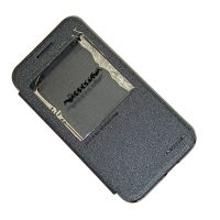 Чехол для Huawei Ascend G7 флип боковой пластик-кожзам с окошком Nillkin Sparkle <черный> ― OnlineBazar.su