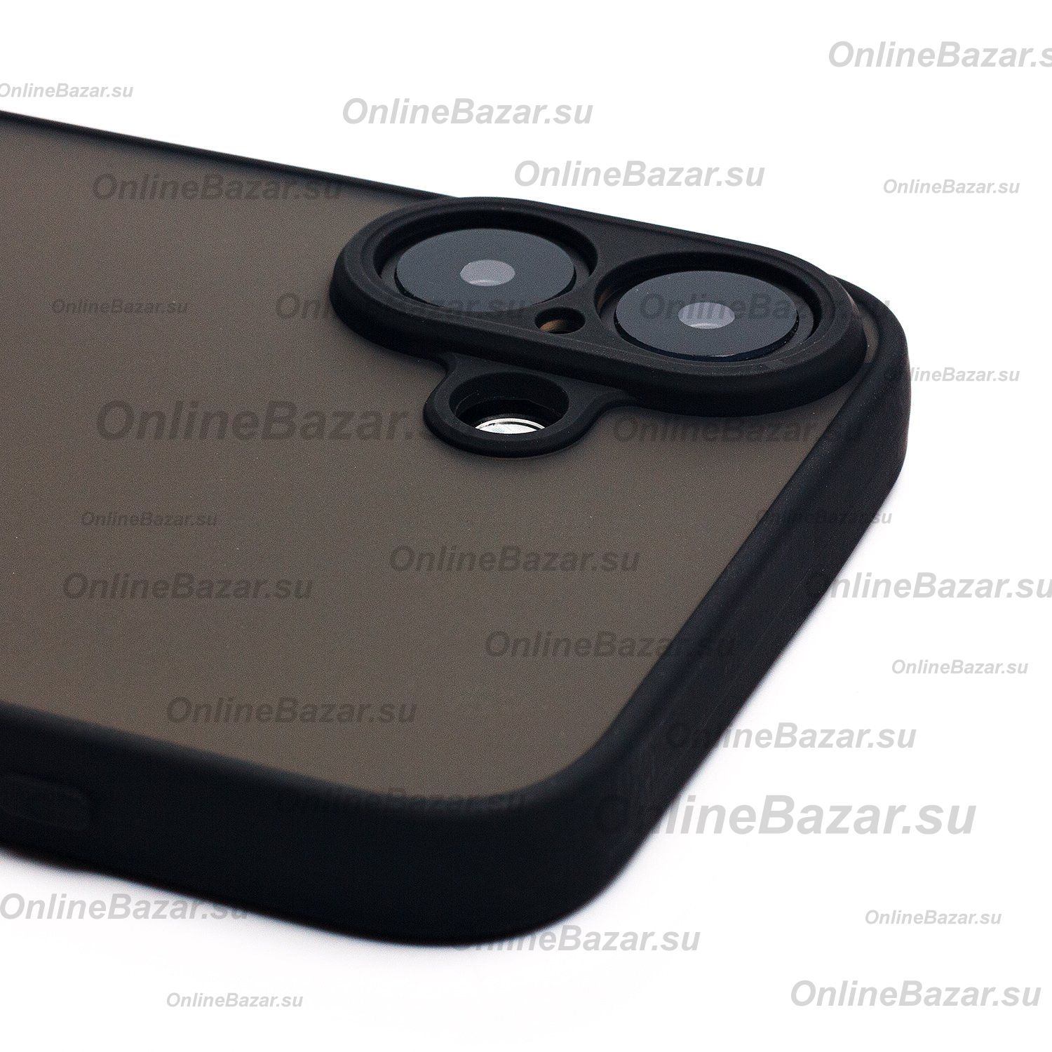 Чехол для Apple iPhone 16 Plus пластиковый с окантовкой <черный> ― OnlineBazar.su