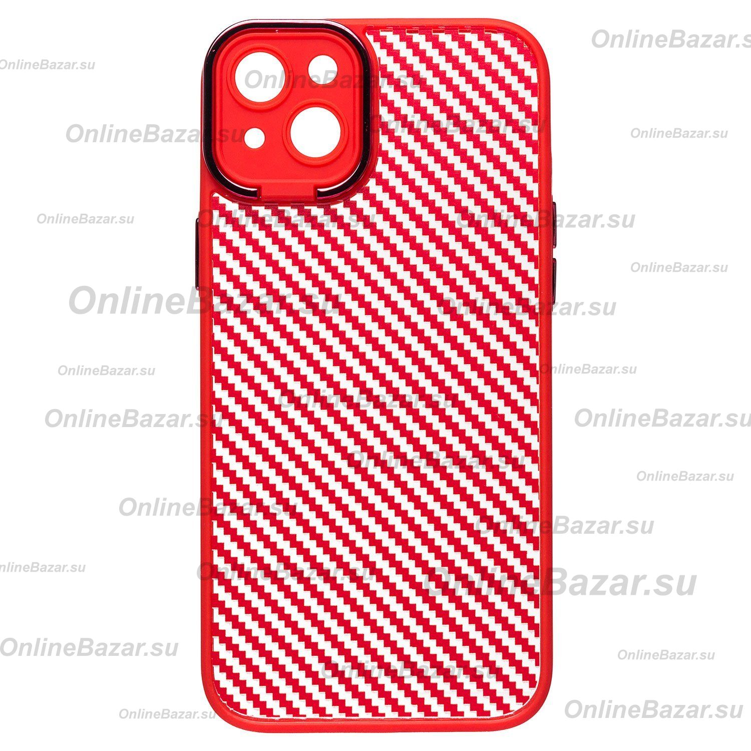 Чехол для Apple iPhone 14 Plus пластиковый вставка под карбон <красный> ― OnlineBazar.su