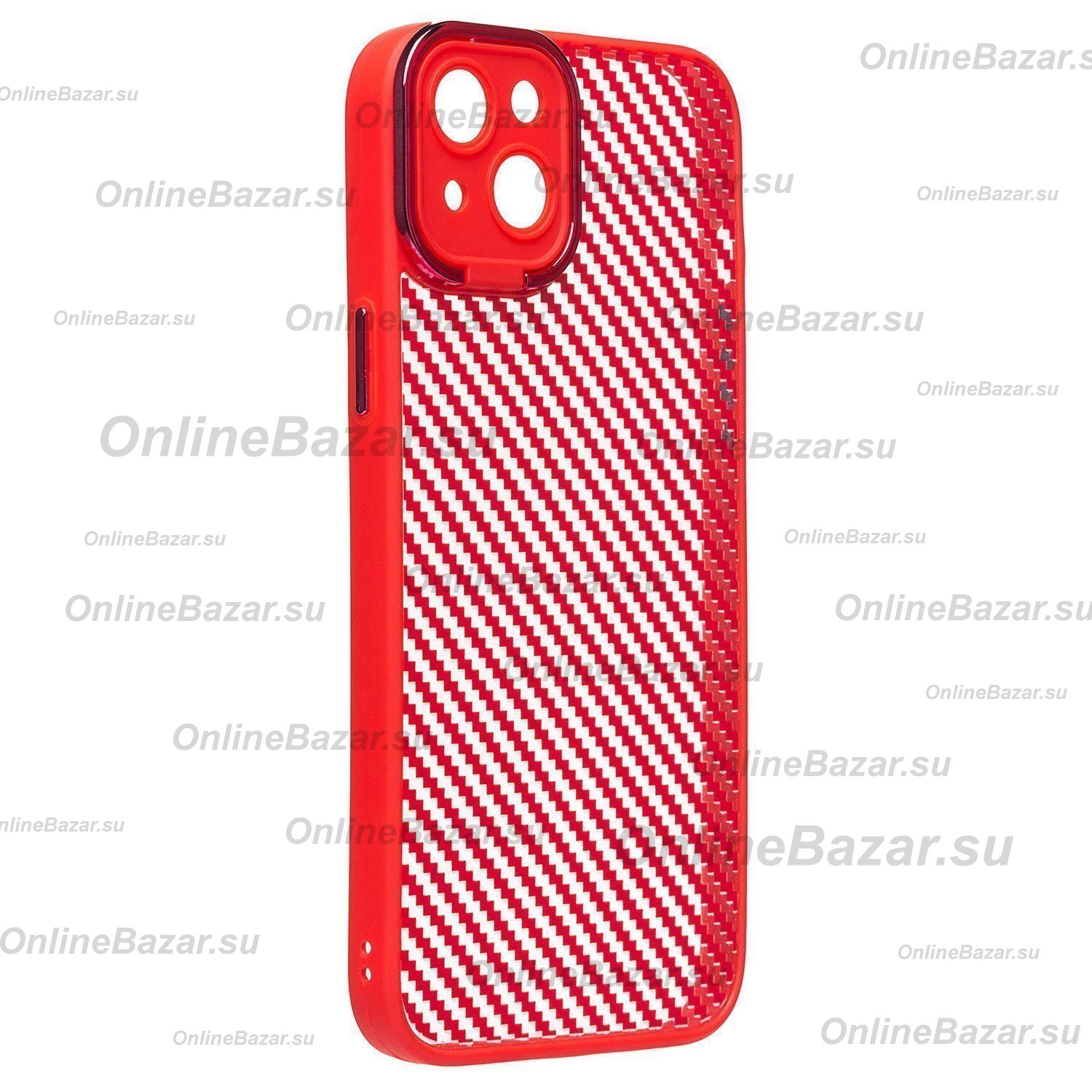 Чехол для Apple iPhone 14 Plus пластиковый вставка под карбон <красный> ― OnlineBazar.su