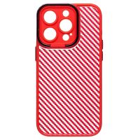 Чехол для Apple iPhone 14 Pro пластиковый вставка под карбон <красный> ― OnlineBazar.su