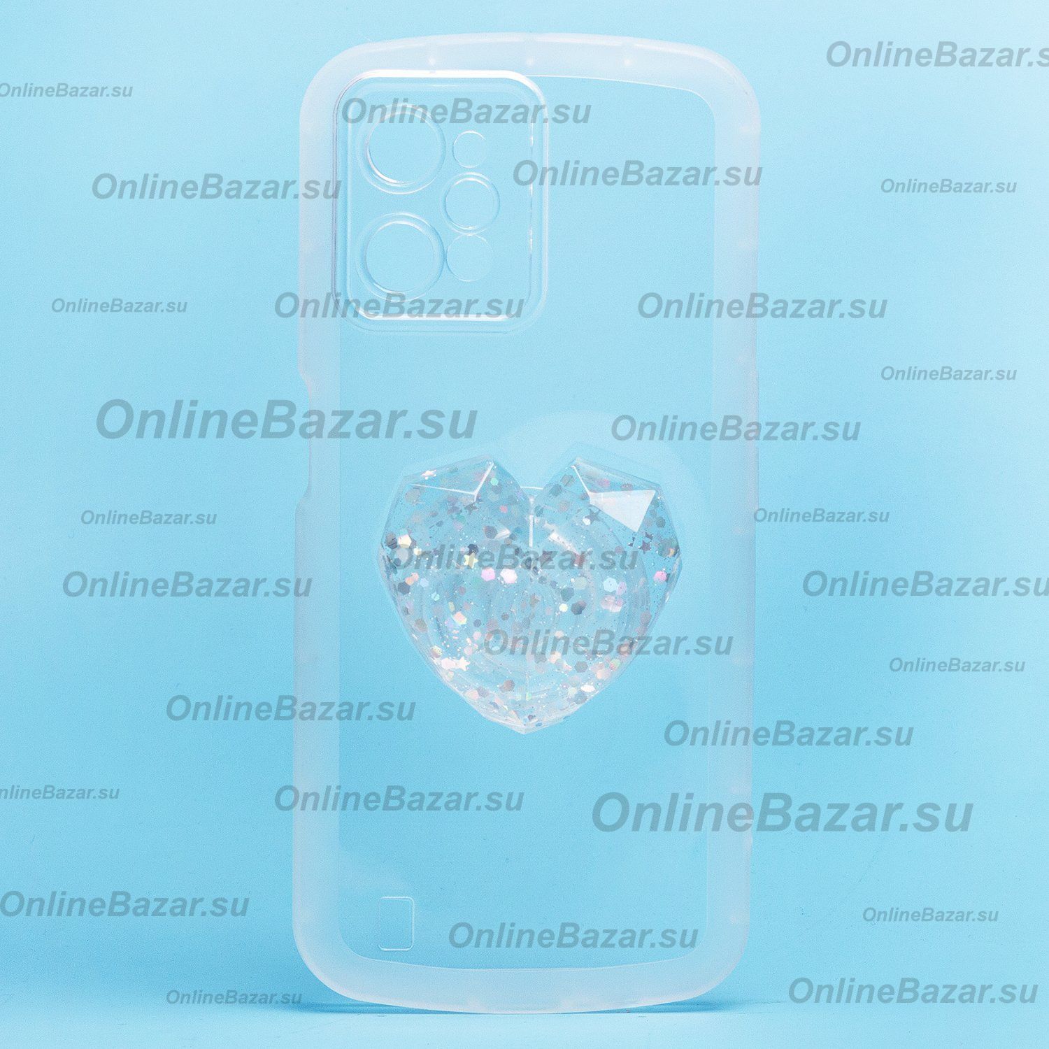 Чехол для Realme C31 силиконовый с попсокетом сердце <прозрачный> ― OnlineBazar.su
