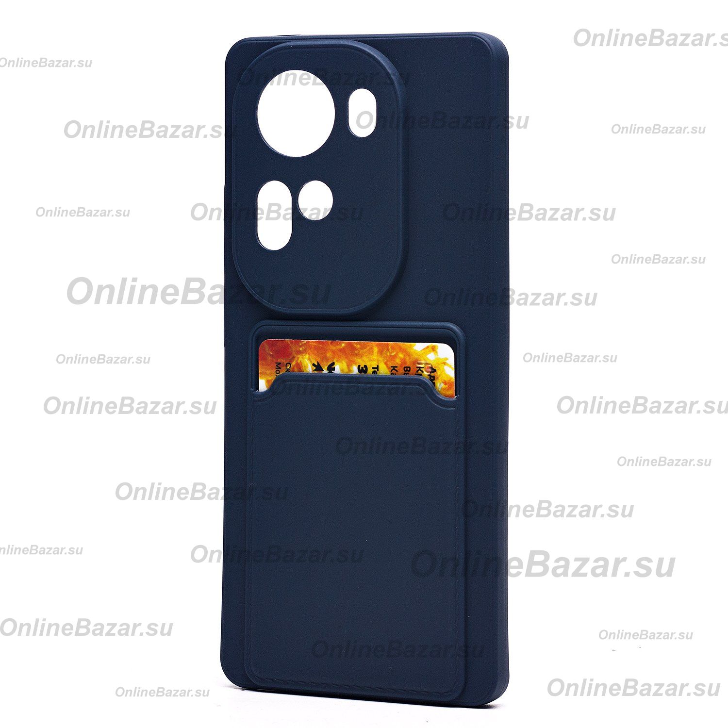 Чехол для Oppo Reno 11 силиконовый с картхолдером №9 <темно-синий> ― OnlineBazar.su