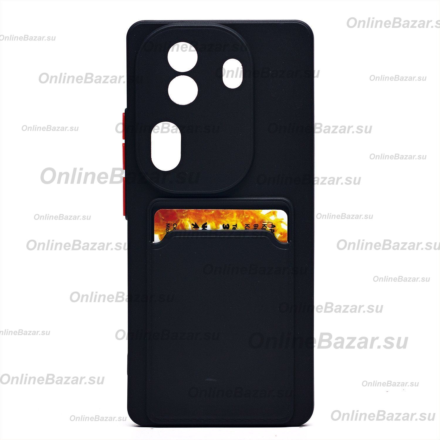 Чехол для Oppo Reno 11 Pro силиконовый с картхолдером №9 <черный> ― OnlineBazar.su