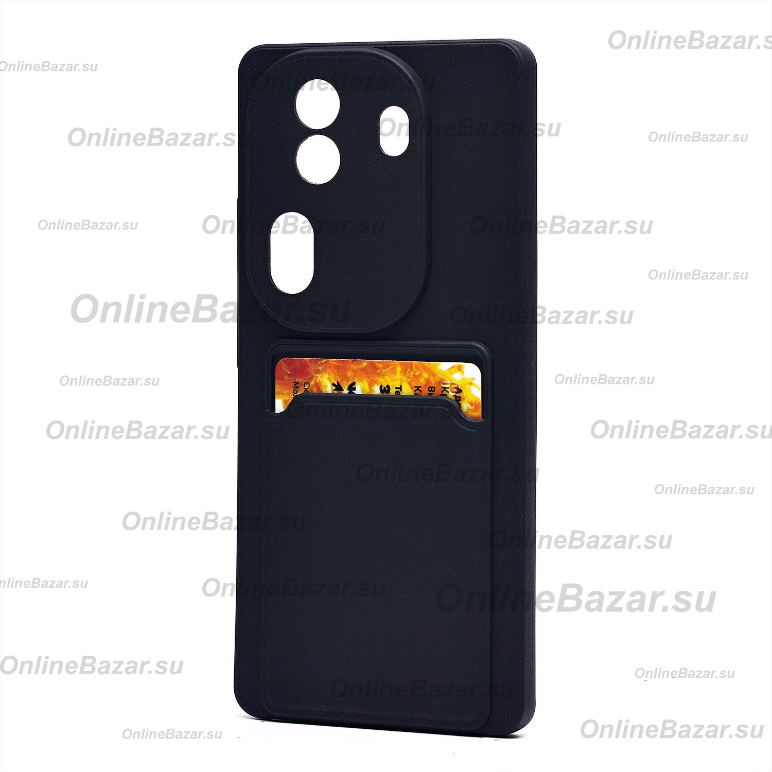 Чехол для Oppo Reno 11 Pro силиконовый с картхолдером №9 <черный> ― OnlineBazar.su
