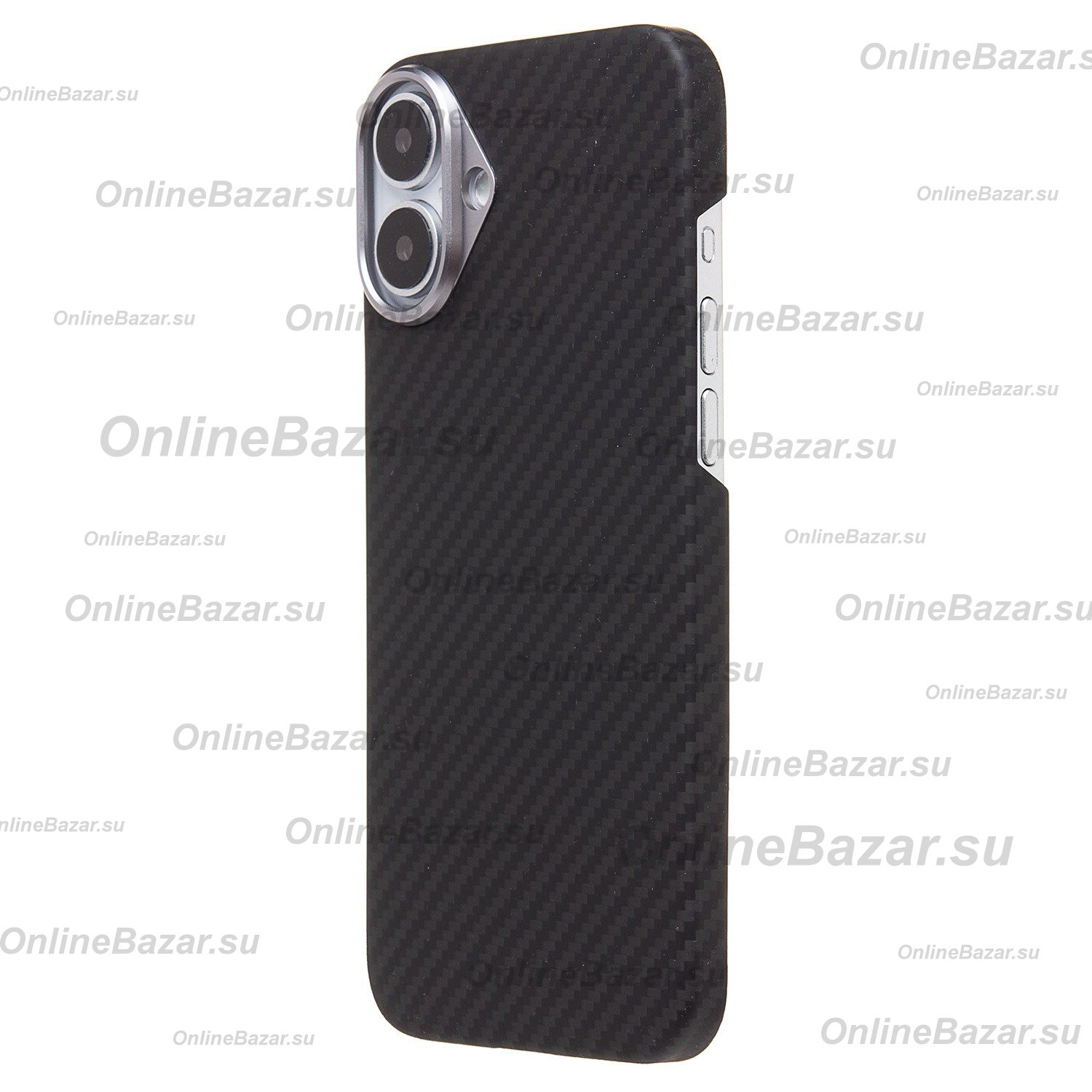 Чехол для Apple iPhone 16 Plus пластиковый MagSafe POSH KEVLAR <черный> ― OnlineBazar.su