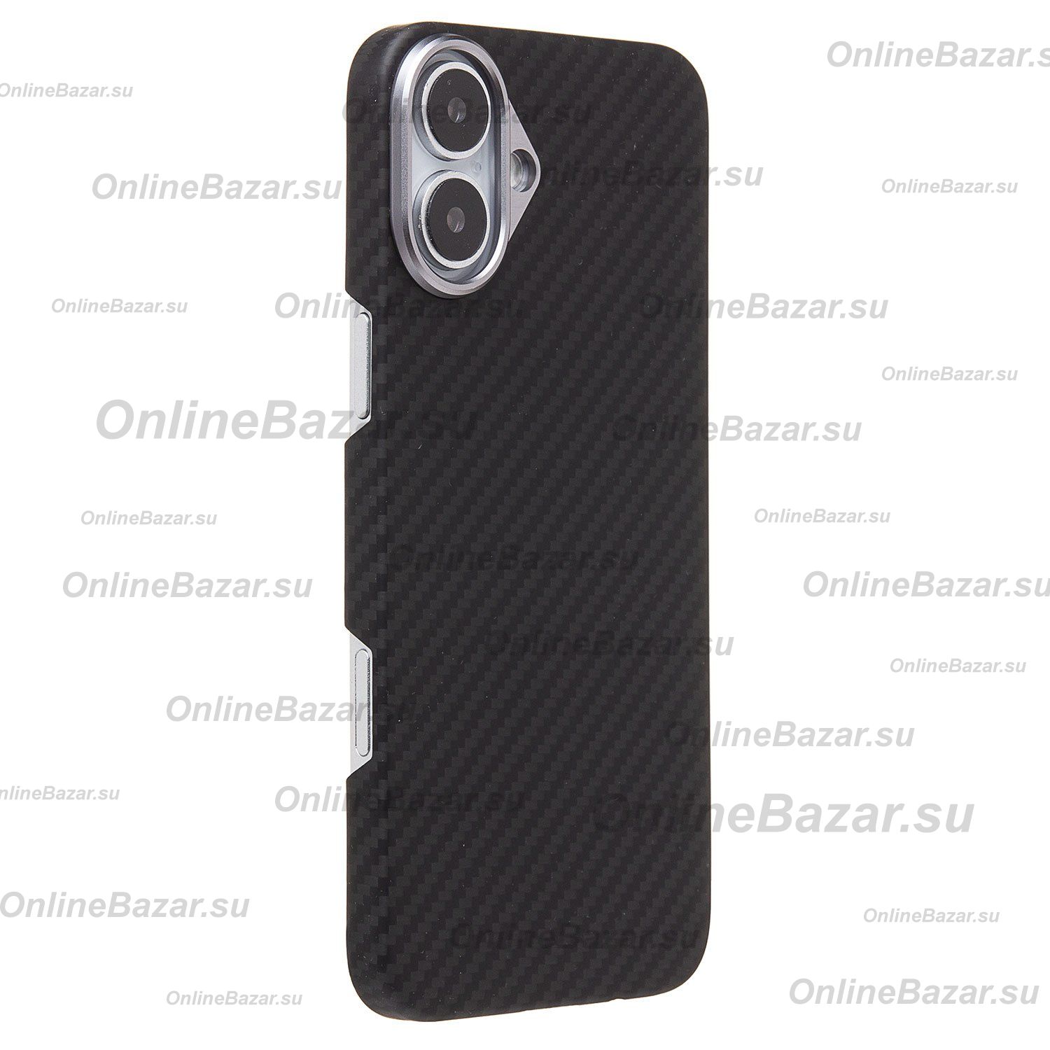 Чехол для Apple iPhone 16 Plus пластиковый MagSafe POSH KEVLAR <черный> ― OnlineBazar.su