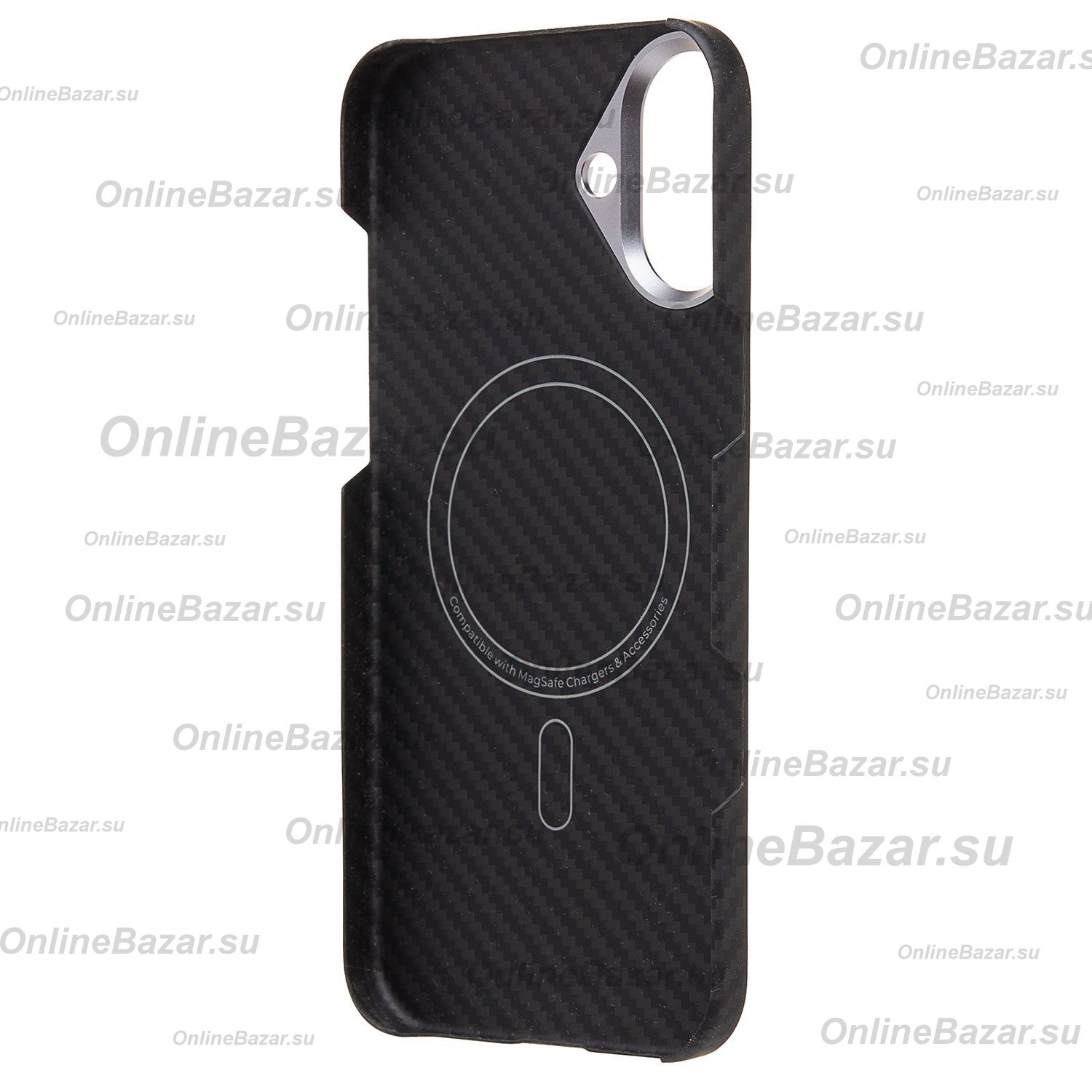 Чехол для Apple iPhone 16 Plus пластиковый MagSafe POSH KEVLAR <черный> ― OnlineBazar.su