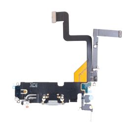 Шлейф для Apple iPhone 14 Pro на системный разъем и микрофон <белый> (оригинал)