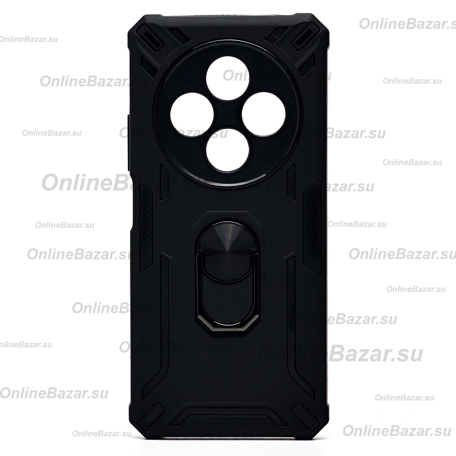 Чехол для Xiaomi Redmi 14C силиконовый противоударный с кольцом №2 <черный> ― OnlineBazar.su