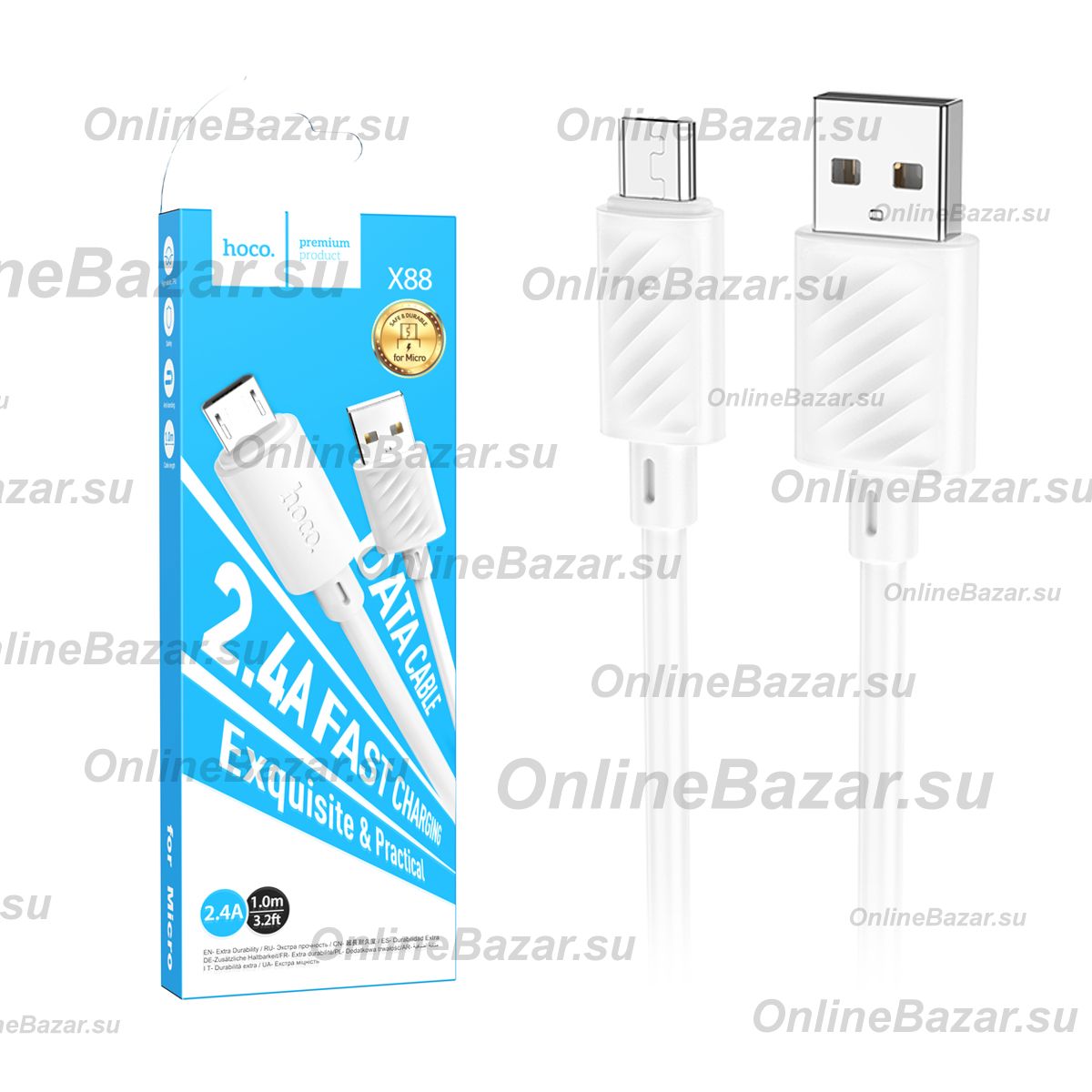 Кабель USB MicroUSB Hoco X88 <белый> ― OnlineBazar.su