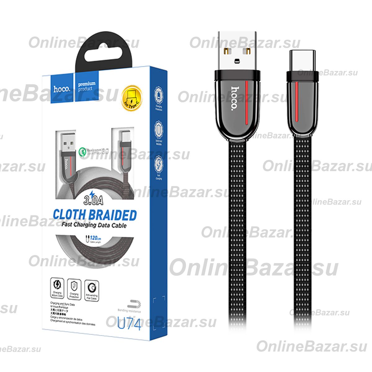 Кабель USB Type-C Hoco U74 (1.2 м) <черный> ― OnlineBazar.su