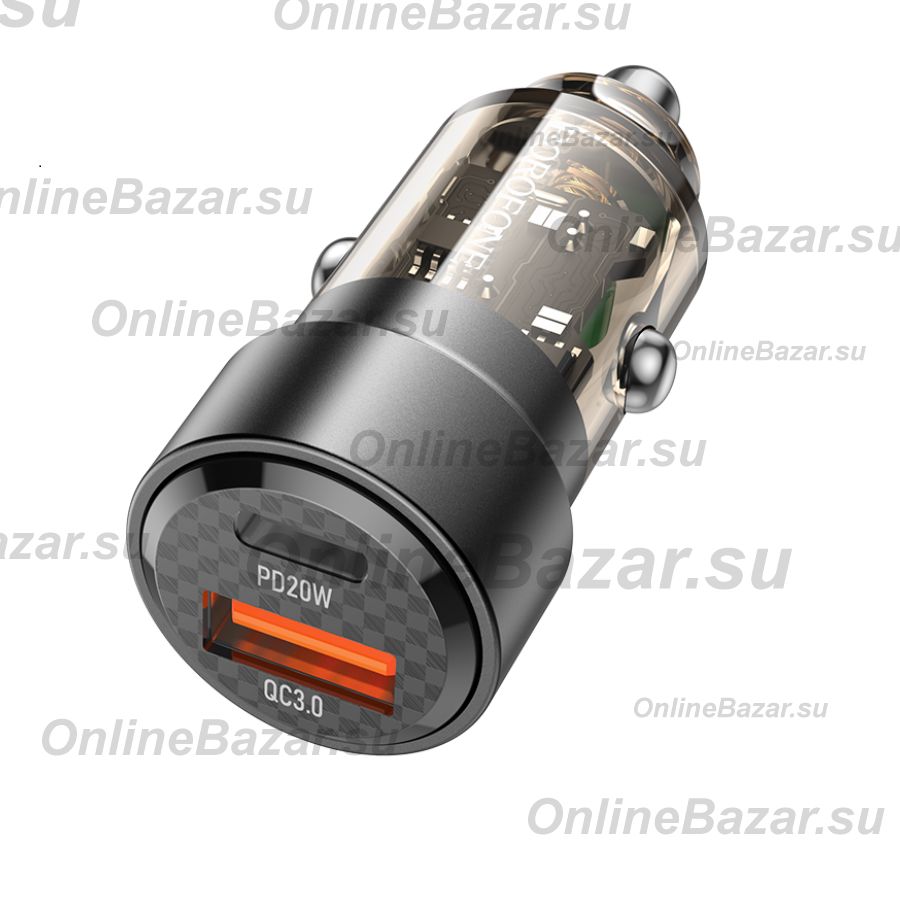 Автомобильное зарядное устройство USB Borofone BZ20 (38W/QC3.0/USB-C PD 20W) <черный> ― OnlineBazar.su