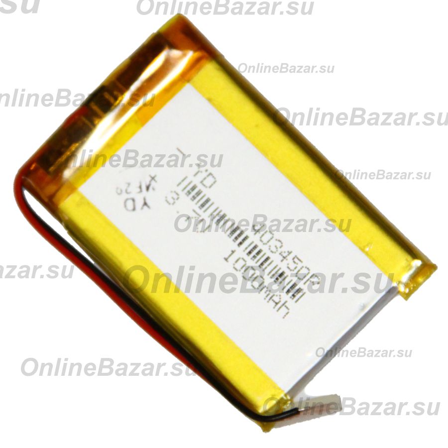 Аккумуляторная батарея универсальная 403450p (50*34*4 mm/3,7v/Li-Pol/2 контакта) 1000 mAh ― OnlineBazar.su