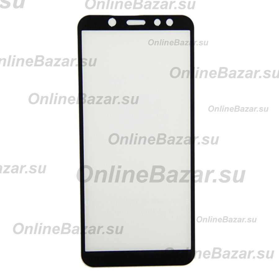 Защитное стекло для Samsung SM-A600F (Galaxy A6 2018) (2.5D/полная наклейка) <черный> ― OnlineBazar.su
