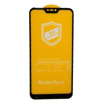 Защитное стекло для Xiaomi Redmi 6 Pro (2,5D/закаленное, полная наклейка) <черный> в блистере ― OnlineBazar.su