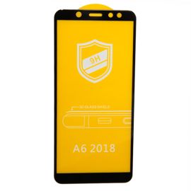 Защитное стекло для Samsung SM-A600F (Galaxy A6 2018) (2,5D/закаленное, полная наклейка) <черный> в блистере