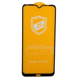 Защитное стекло для Xiaomi Redmi Note 8 (2,5D/закаленное, полная наклейка) <черный> в блистере