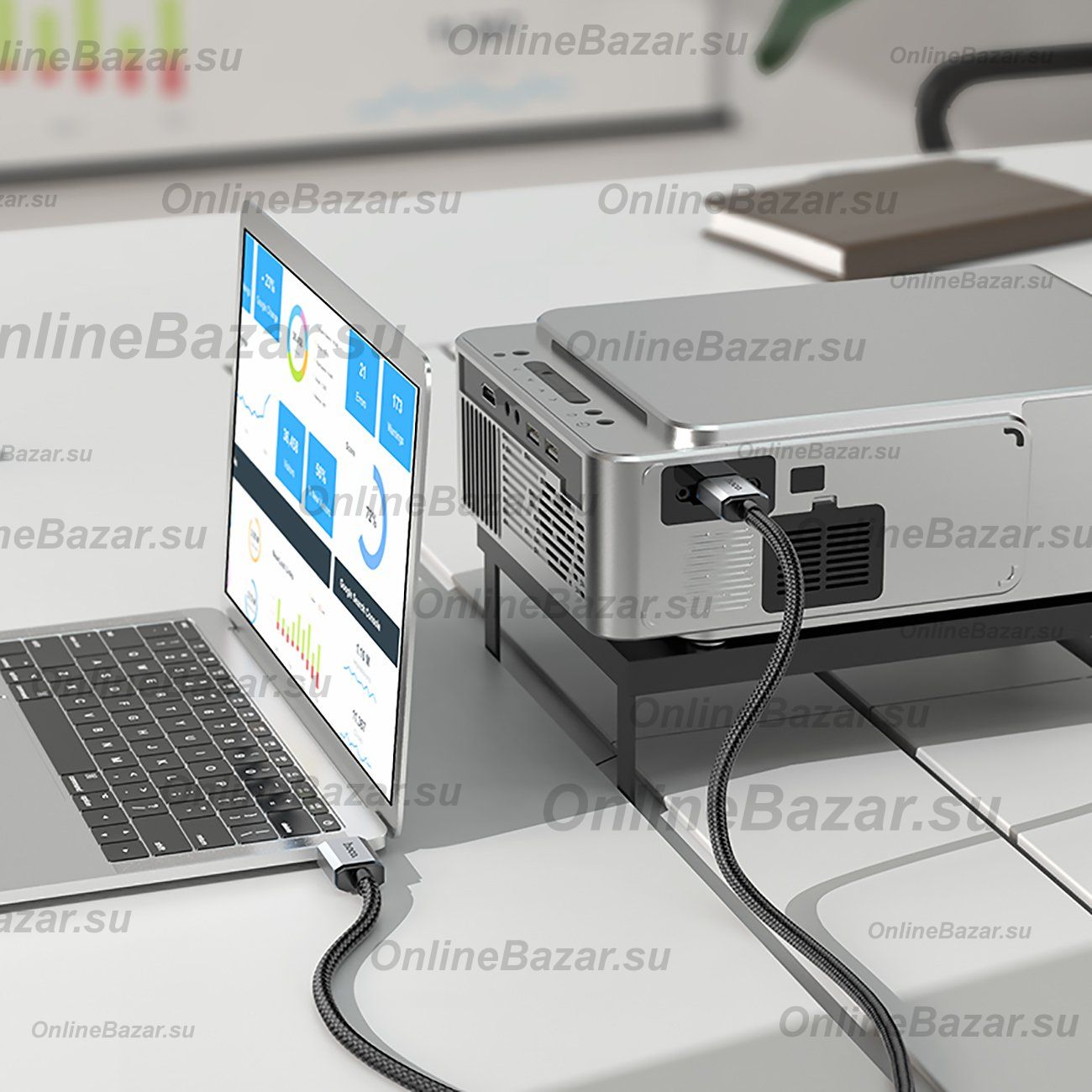 Кабель HDMI (HDMI-HDMI) Hoco US03 (ver 2.0/оплетка нейлон/3 м) <черный> ― OnlineBazar.su