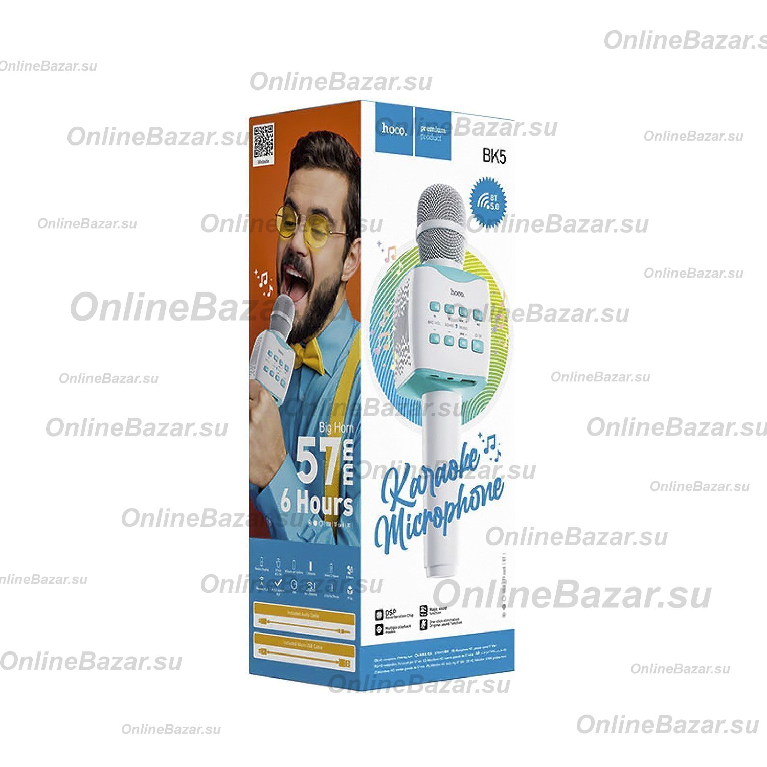 Микрофон для караоке Hoco BK5 Cantando <голубой> ― OnlineBazar.su