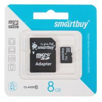 Карта памяти MicroSDHC 8 Gb CL10 Smart Buy в блистере с адаптером ― OnlineBazar.su