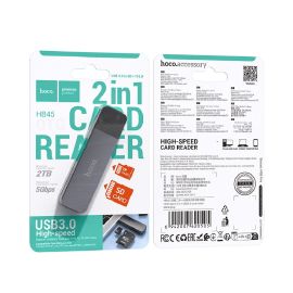 Карт-ридер Hoco HB45 (USB 3.0/карты TF, SD) <серый>