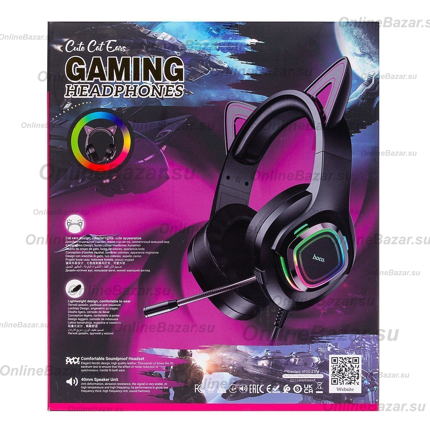 Гарнитура 3.5 Hoco W107 <черно-розовый> ― OnlineBazar.su