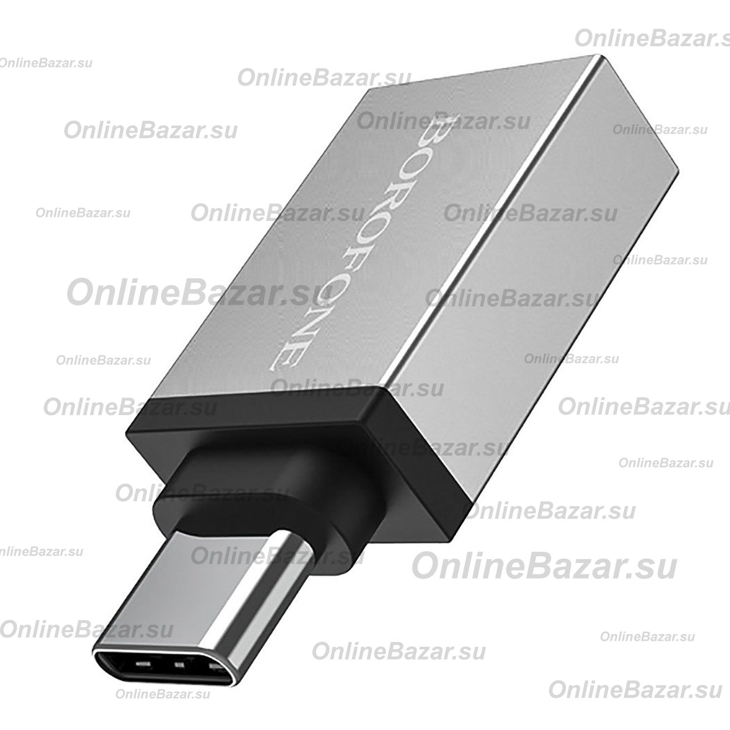 Переходник (адаптер) OTG (USB Host - Type-C) Borofone BV3 <серебристый> ― OnlineBazar.su