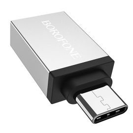 Переходник (адаптер) OTG (USB Host - Type-C) Borofone BV3 <серебристый>