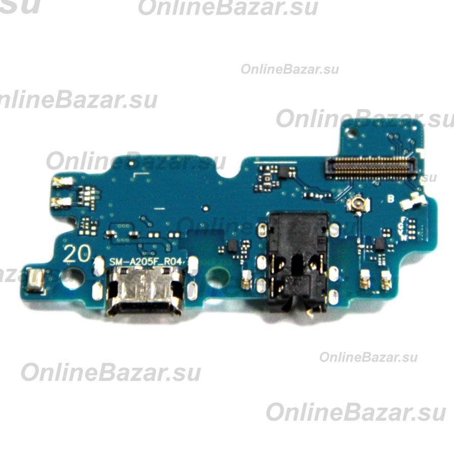 Плата нижняя для Samsung SM-A205F (Galaxy A20) на системный разъем, разъем гарнитуры и микрофон ― OnlineBazar.su