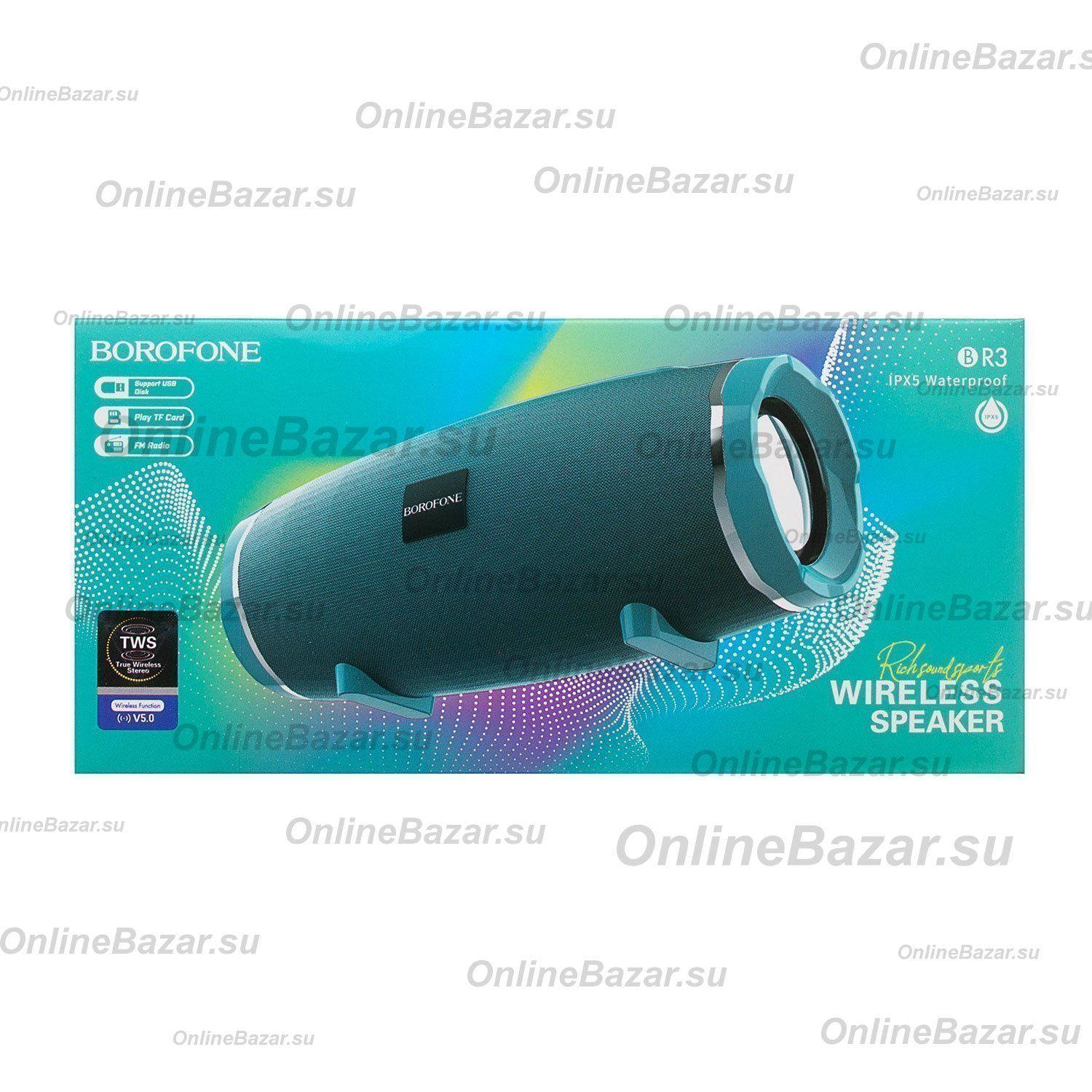 Колонка Borofone BR3 (Bluetooth/2 x 5 Вт/1200 mAh) <бирюзовый> ― OnlineBazar.su