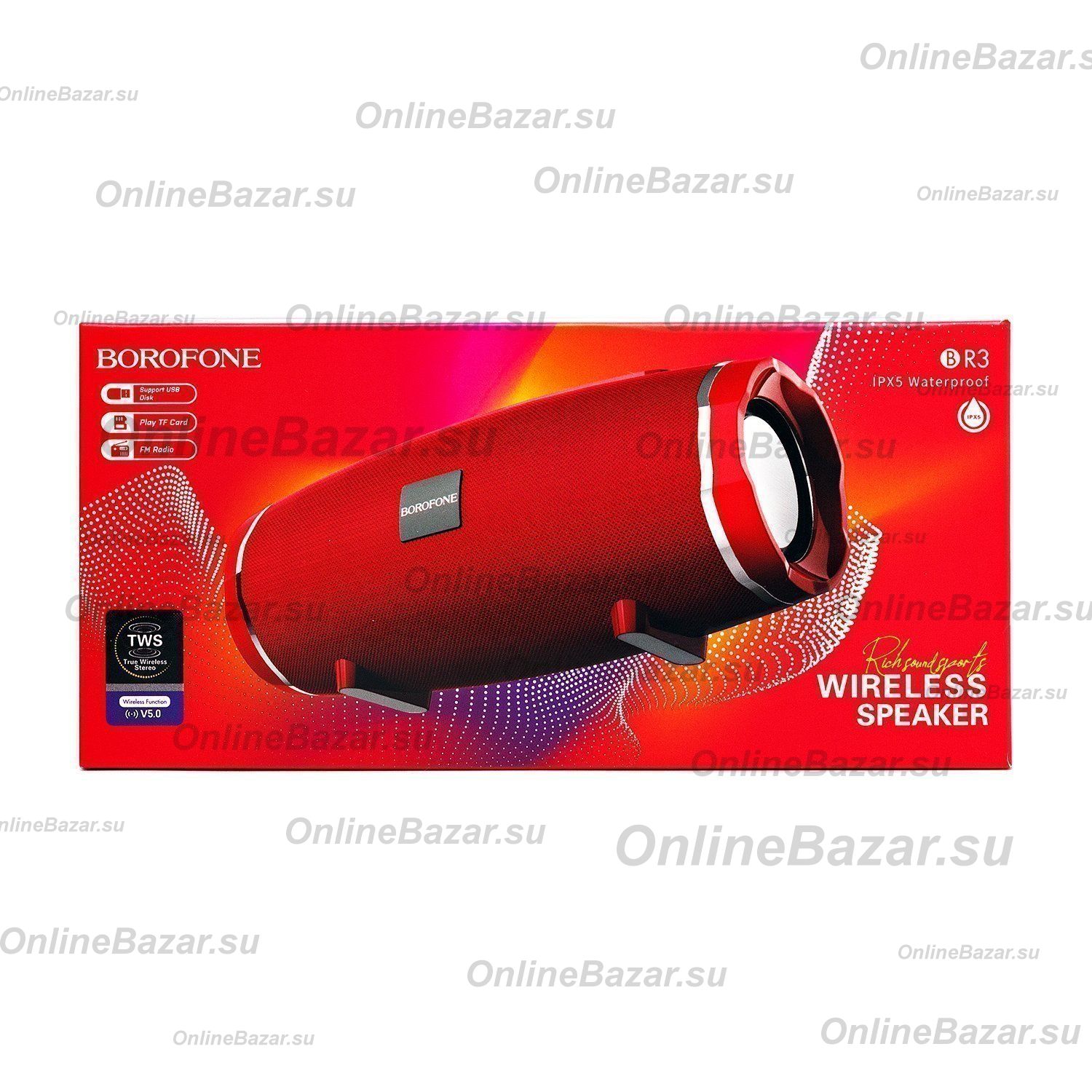 Колонка Borofone BR3 (Bluetooth/2 x 5 Вт/1200 mAh) <красный> ― OnlineBazar.su