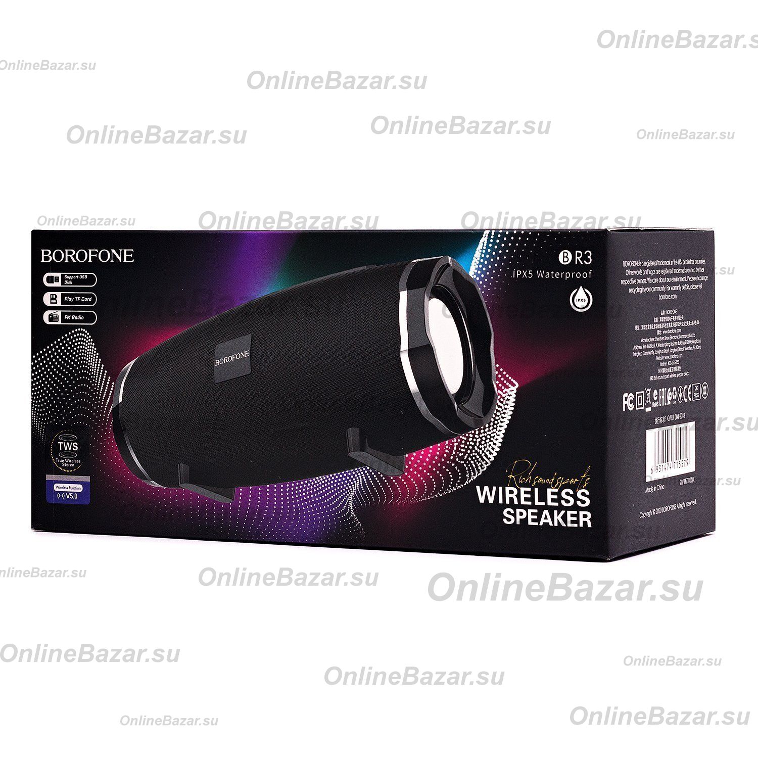 Колонка Borofone BR3 (Bluetooth/2 x 5 Вт/1200 mAh) <черный> ― OnlineBazar.su