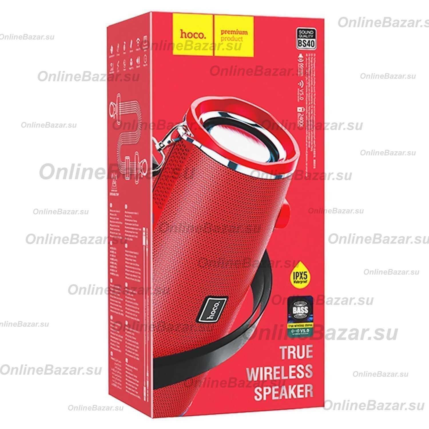 Колонка Hoco BS40 (Bluetooth/2 x 7 Вт/2400 mAh) <красный> ― OnlineBazar.su