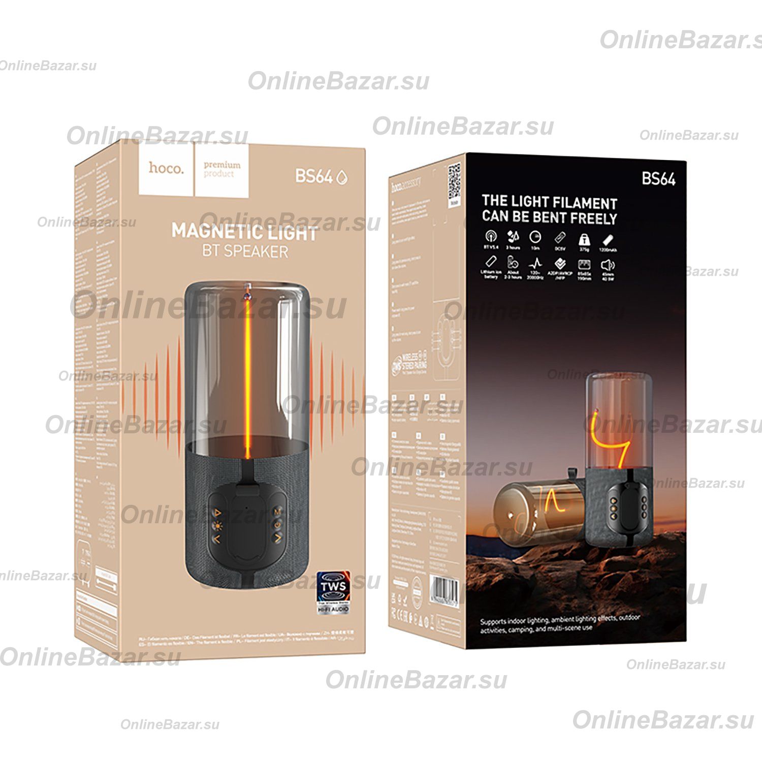 Колонка Hoco BS64 (Bluetooth/2 x 5 Вт/1200 mAh) <серый> ― OnlineBazar.su