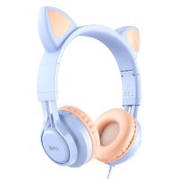 Гарнитура 3.5 Hoco Cat W36 <голубой> ― OnlineBazar.su